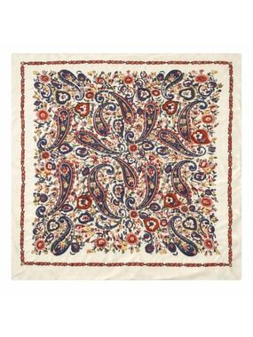 Cream Paisley Wild Rag Satin Scarf 35 Inch Western Scarf Cowgirl Neck Scarf Flor